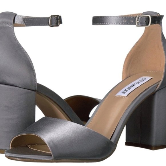 Steve Madden Shoes - NWOB Steve Madden Mirna Satin Blue Gray Block Heel